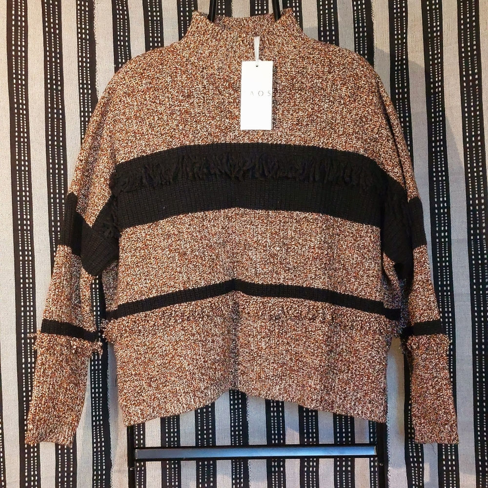 KAOS brown & black chunky knit oversized sweater, EU-XL, NWT